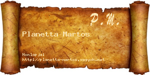 Planetta Martos névjegykártya